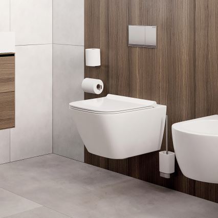 NIMCO NK komplekt-94KN-26 - Seinale paigaldatav tualetihari ja WC-paberi hoidik NIKAU valge/läikiv kroom