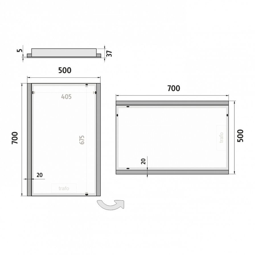 NIMCO ZP 11001 - LED Vannitoapeegel taustvalgustusega LED/21W/230V 6500K 70x50 cm IP44
