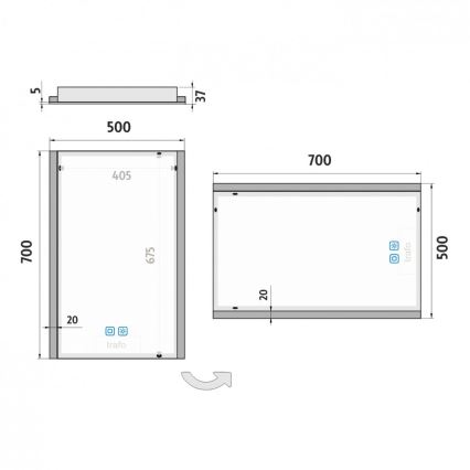 NIMCO ZP 11001VX - LED Hämardatav peegli taustvalgustus vannituppa LED/21W/230V 3000-6500K 70x50 cm IP44