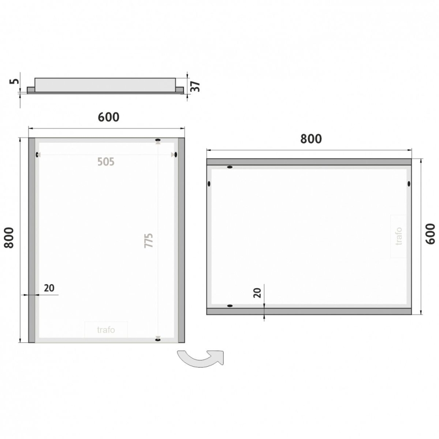 NIMCO ZP 11002 - LED Vannitoapeegel taustvalgustusega LED/24W/230V 6500K 80x60 cm IP44