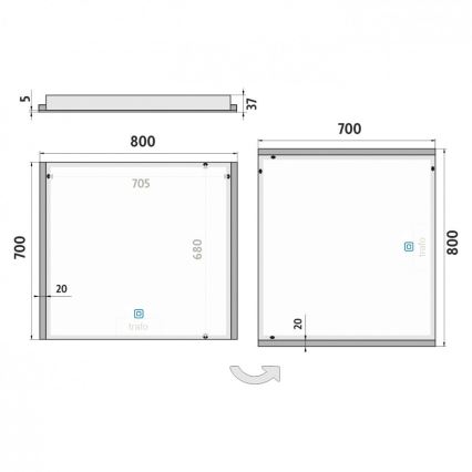 NIMCO ZP 11003V - LED Hämardatav peegli taustvalgustus vannituppa LED/21W/230V 3000-6500K 70x80 cm IP44