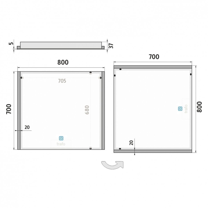 NIMCO ZP 11003V - LED Hämardatav peegli taustvalgustus vannituppa LED/21W/230V 3000-6500K 70x80 cm IP44