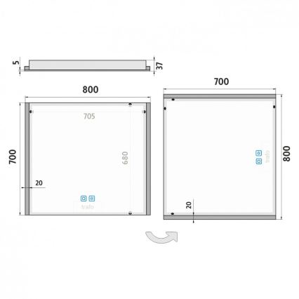 NIMCO ZP 11003VX - LED Hämardatav peegli taustvalgustus vannituppa LED/21W/230V 3000-6500K 70x80 cm IP44