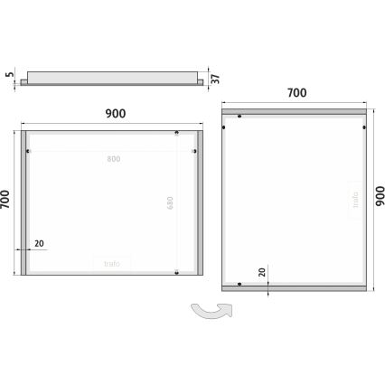 NIMCO ZP 11019 - LED-tagantvalgustusega vannitoa peegel LED/21W/230V 6500K 70x90 cm IP44