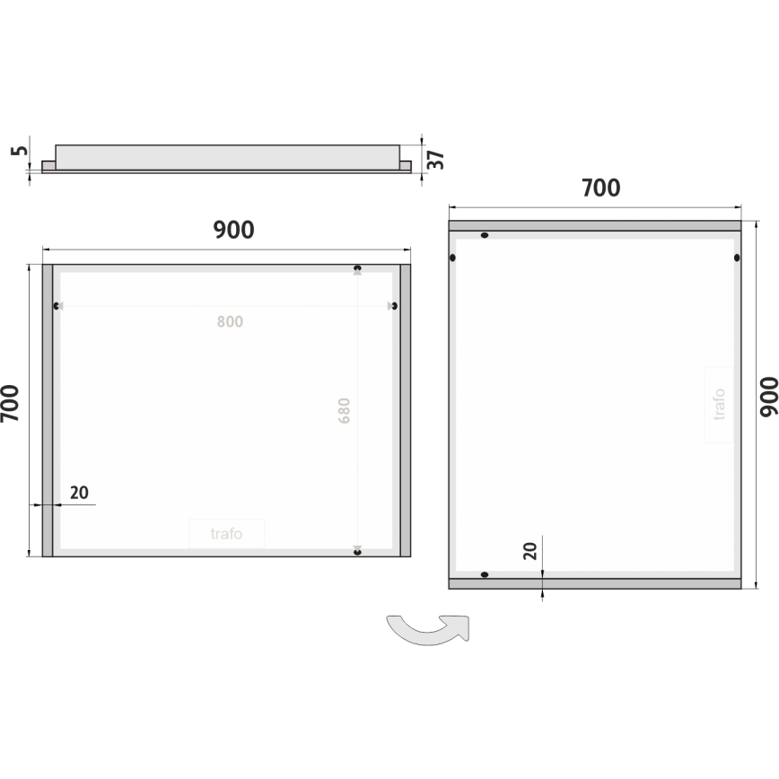 NIMCO ZP 11019 - LED-tagantvalgustusega vannitoa peegel LED/21W/230V 6500K 70x90 cm IP44