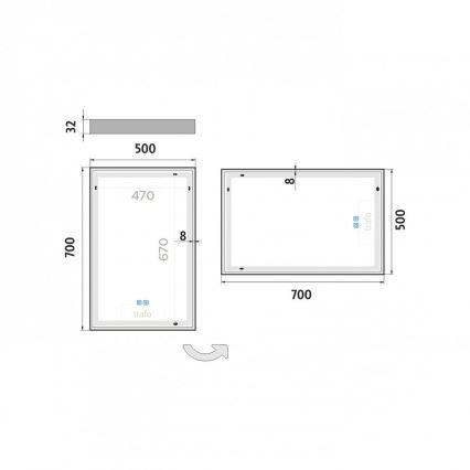 NIMCO ZP 13001VX - hämardatav vannitoa tagantvalgustusega LED-peegel LED/35W/230V 3000-6500K 70x50 cm IP44