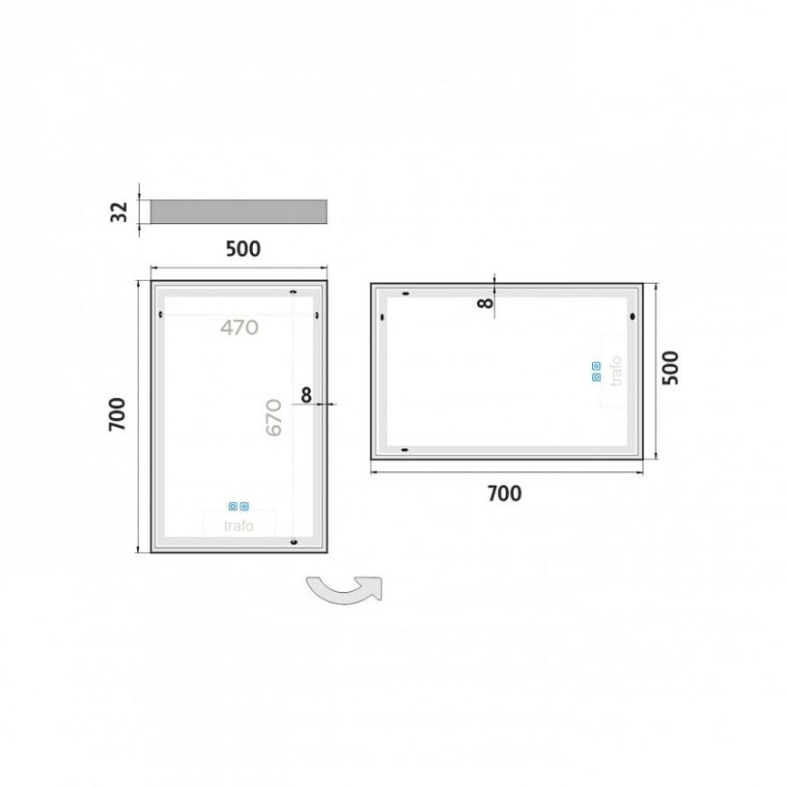 NIMCO ZP 13001VX - hämardatav vannitoa tagantvalgustusega LED-peegel LED/35W/230V 3000-6500K 70x50 cm IP44