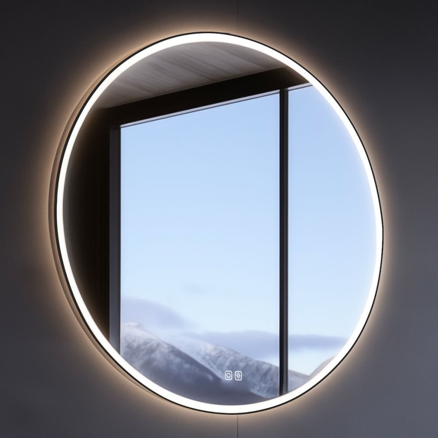 NIMCO ZPC 28001RVX-90 - LED Hämardatav peegli taustvalgustus vannituppa LED/33W/230V 3000-6500K d. 70 cm matt must IP44