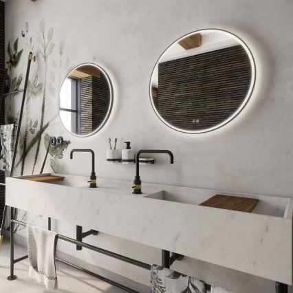 NIMCO ZPC 28001RVX-90 - LED hämardatav vannitoa tagantvalgustusega peegel LED/33W/230V 3000-6500K läb. 70 cm mattmust IP44