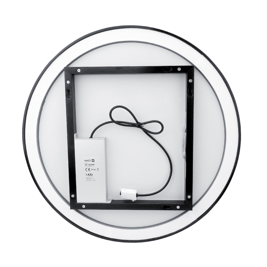 NIMCO ZPC 28001RVX-90 - LED hämardatav vannitoa tagantvalgustusega peegel LED/33W/230V 3000-6500K läb. 70 cm mattmust IP44