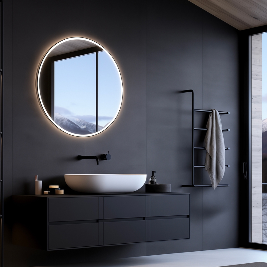 NIMCO ZPC 28001RVX-90 - LED Hämardatav peegli taustvalgustus vannituppa LED/33W/230V 3000-6500K d. 70 cm matt must IP44