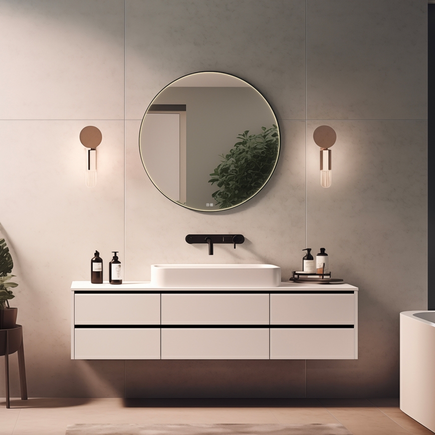 NIMCO ZPC 31000RVX-90 - LED-hämardatav vannitoa tagantvalgustusega peegel LED/20W/230V 3000–6500K Ø 60 cm mattmust IP44