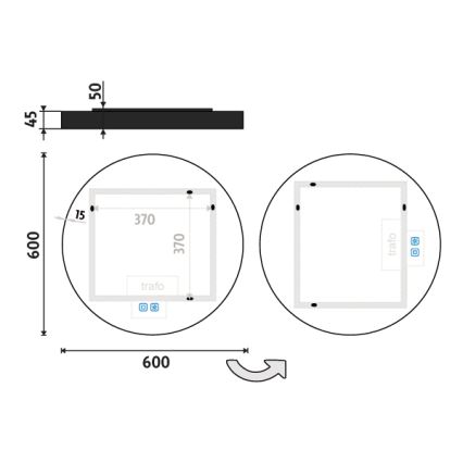NIMCO ZPC 31000RVX-90 - LED Hämardatav peegli taustvalgustus vannituppa LED/20W/230V 3000-6500K d. 60 cm matt must IP44