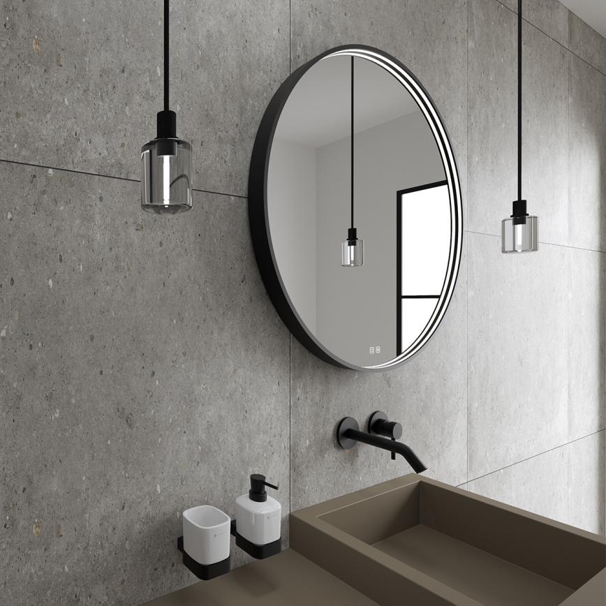 NIMCO ZPC 31001RVX-90 - LED-hämardatav vannitoa tagantvalgustusega peegel LED/22W/230V 3000-6500K läbimõõt 70 cm matt must IP44