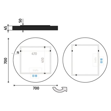 NIMCO ZPC 31001RVX-90 - LED-hämardatav vannitoa tagantvalgustusega peegel LED/22W/230V 3000-6500K läbimõõt 70 cm matt must IP44