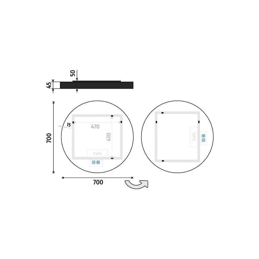 NIMCO ZPC 31001RVX-90 - LED-hämardatav vannitoa tagantvalgustusega peegel LED/22W/230V 3000-6500K läbimõõt 70 cm matt must IP44