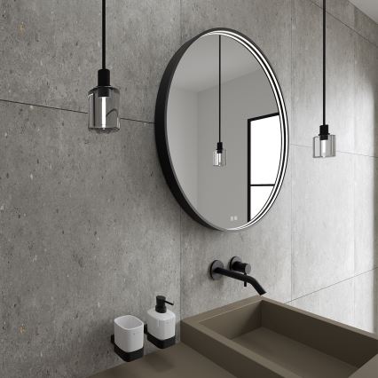 NIMCO ZPC 31002RVX-90 - LED-hämardatav vannitoa tagantvalgustusega peegel LED/26W/230V 3000-6500K läbimõõt 80 cm matt must IP44