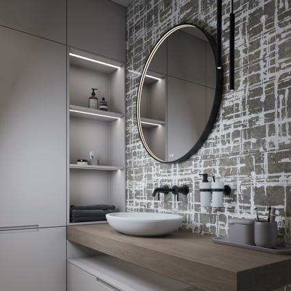 NIMCO ZPC 31002RVX-90 - LED-hämardatav vannitoa tagantvalgustusega peegel LED/26W/230V 3000-6500K läbimõõt 80 cm matt must IP44