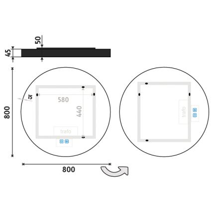 NIMCO ZPC 31002RVX-90 - LED Hämardatav peegli taustvalgustus vannituppa LED/26W/230V 3000-6500K d. 80 cm matt must IP44