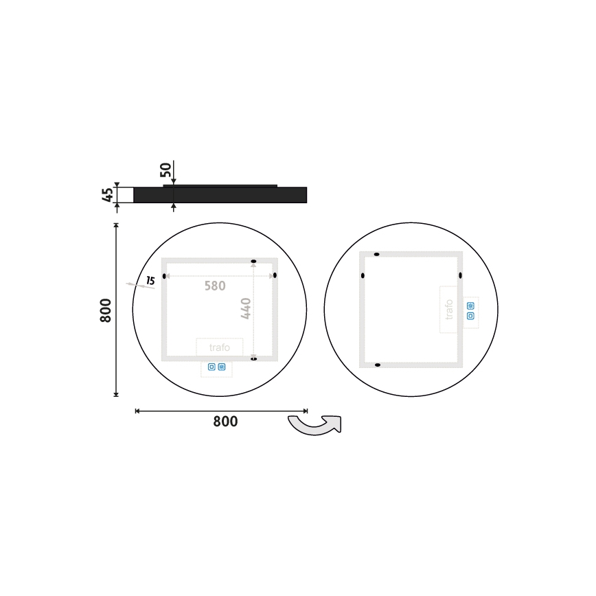 NIMCO ZPC 31002RVX-90 - LED Hämardatav peegli taustvalgustus vannituppa LED/26W/230V 3000-6500K d. 80 cm matt must IP44