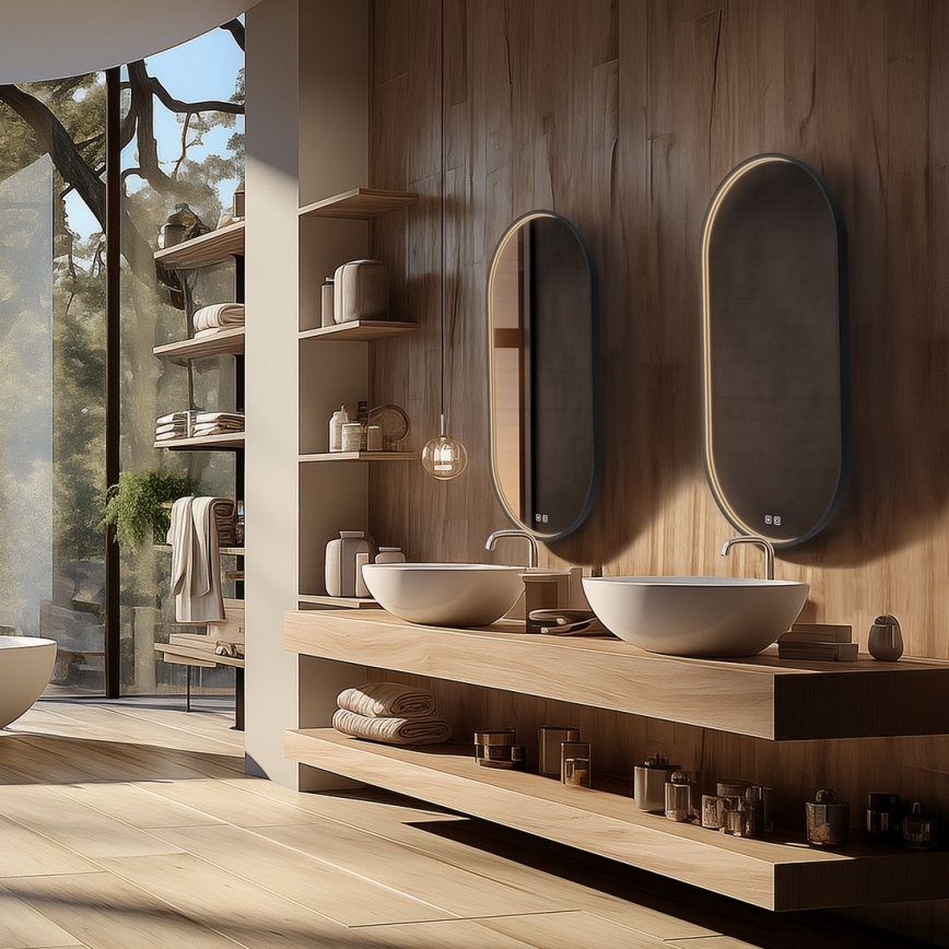 NIMCO ZPC 32002LVX-90 - LED-hämardatav vannitoa tagantvalgustusega peegel LED/25W/230V 3000-6500K 80x40 cm matt must IP44