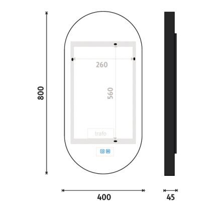 NIMCO ZPC 32002LVX-90 - LED-hämardatav vannitoa tagantvalgustusega peegel LED/25W/230V 3000-6500K 80x40 cm matt must IP44