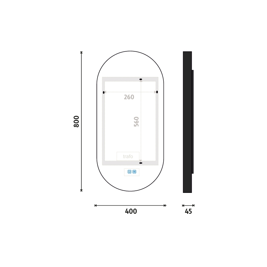 NIMCO ZPC 32002LVX-90 - LED Hämardatav peegli taustvalgustus vannituppa LED/25W/230V 3000-6500K 80x40 cm matt must  IP44