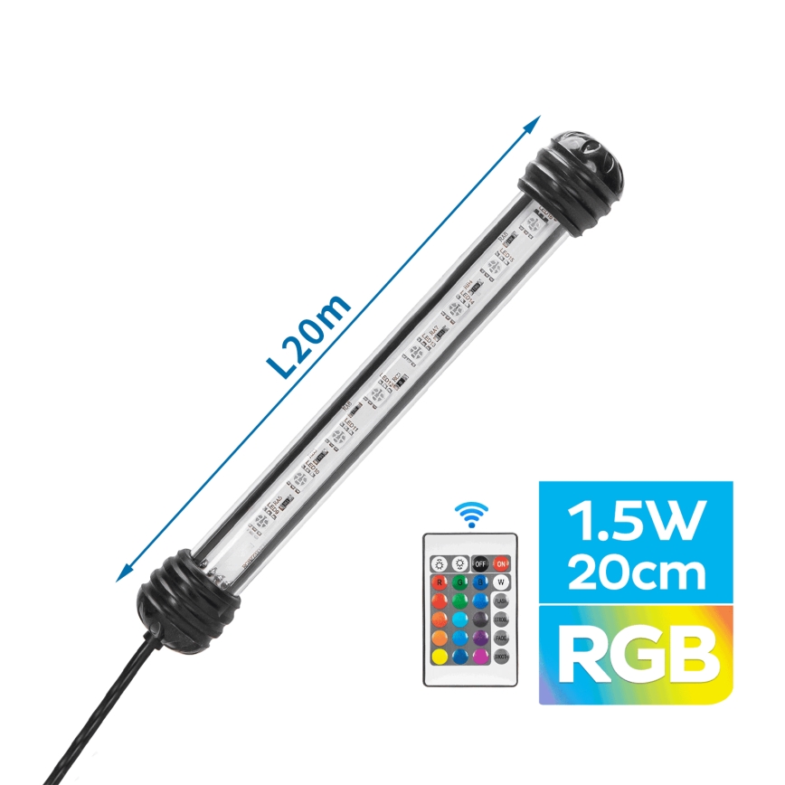Nobleza - LED RGB Akvaariumi valgustus LED/1,5W/230V IPX7 + kaugjuhtimispult