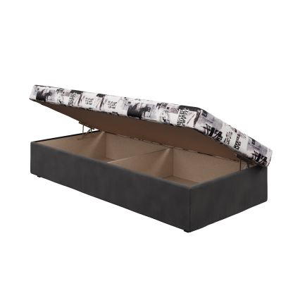 NOE 90x200 päevavoodi vedrumadratsiga ja hoiuruumiga, hall/must