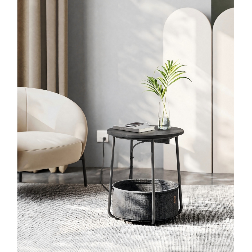 NOIRA 45 cm abilaud, sisseehitatud pistikupesade ja USB-portidega, hall/must