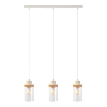 Nööriga ripplamp WOODNEST 3xE27/15W/230V männipuit/kreem