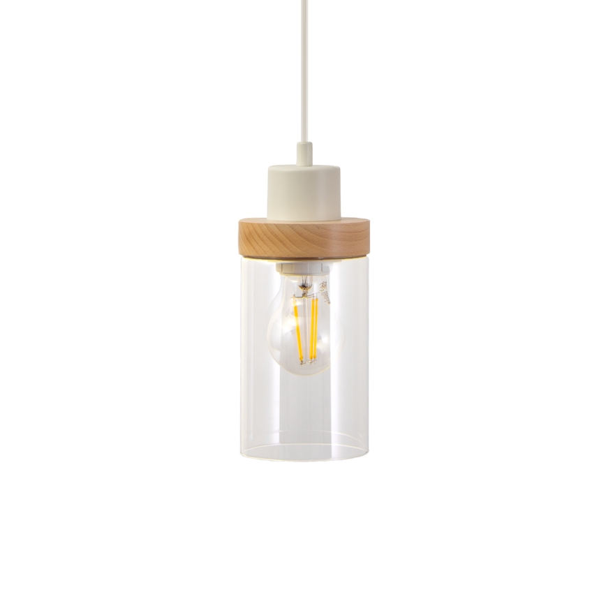Nööriga ripplamp WOODNEST 3xE27/15W/230V männipuit/kreem