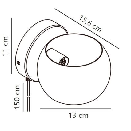 Nordlux - Kohandatav kohtvalgusti seinale  BELIR 1xG9/5W/230V must