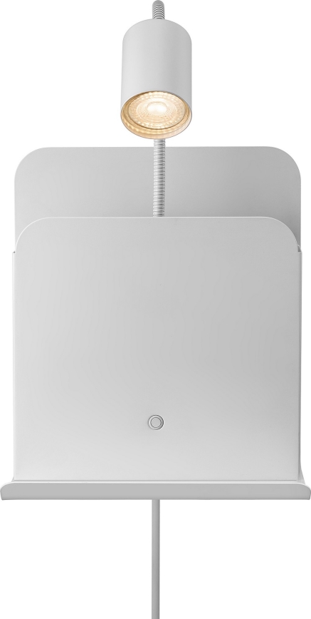 Nordlux - Kohtvalgusti seinale riiuliga ja USB ROOMI 1xGU10/8W/230V valge