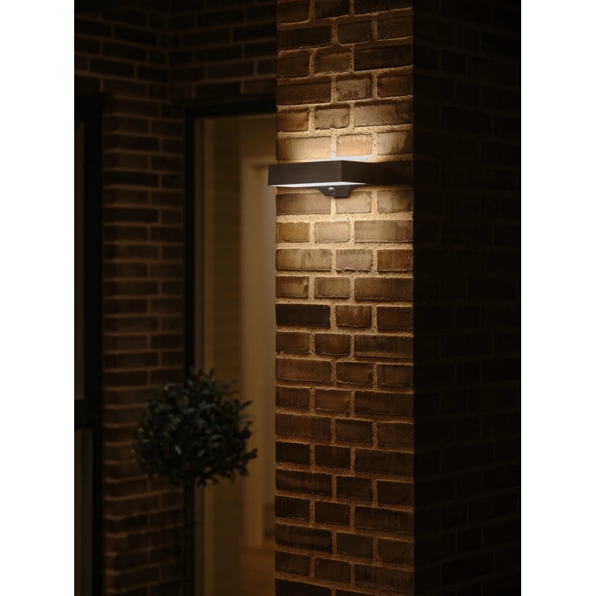 Nordlux - LED päikeseenergia seinavalgusti anduriga MONAY LED/5W/5V 3000K IP44 2000 mAh must