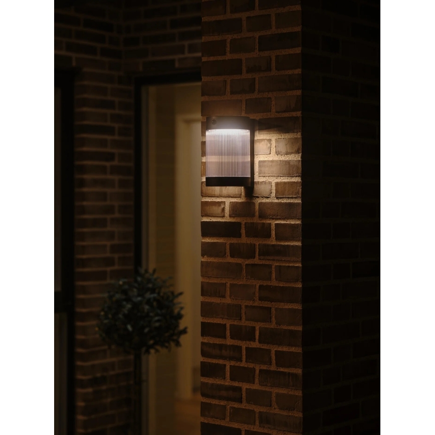 Nordlux - LED Päikesepaneeliga seinavalgusti koos anduriga COUPAR LED/3,2W/5V 3000K IP44 1800 mAh must