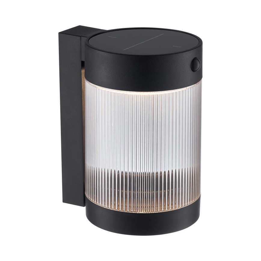 Nordlux - LED Päikesepaneeliga seinavalgusti koos anduriga COUPAR LED/3,2W/5V 3000K IP44 1800 mAh must