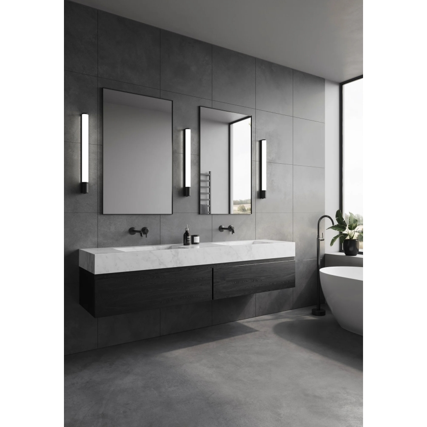 Nordlux - LED-vannitoa peegli valgusti koos pistikupesaga MALAIKA LED/15W/230V IP44 68,4cm must