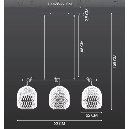 Nordlux - Lühter HISOKA 3xE27/40W/230V must/bambus