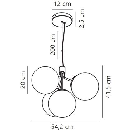 Nordlux - Lühter IVONA 4xE27/28W/230V must
