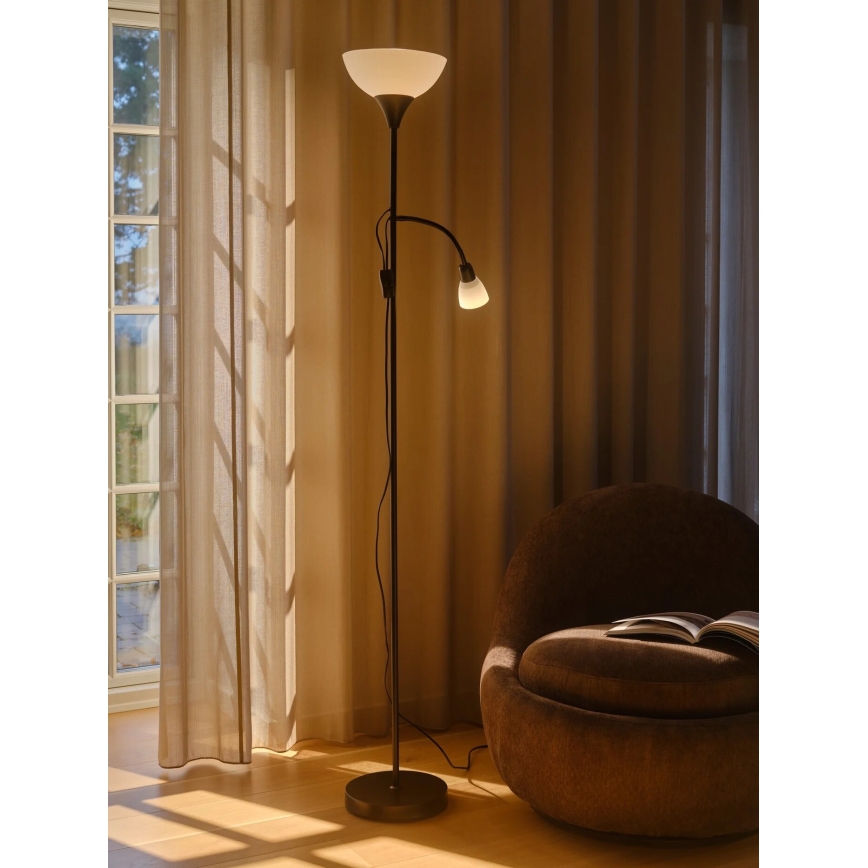 Nordlux - Põrandalamp LAURIA 1xE27/40W/230V + 1xE14/15W must