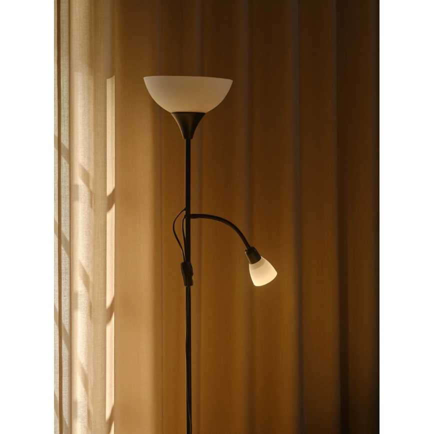 Nordlux - Põrandalamp LAURIA 1xE27/40W/230V + 1xE14/15W must