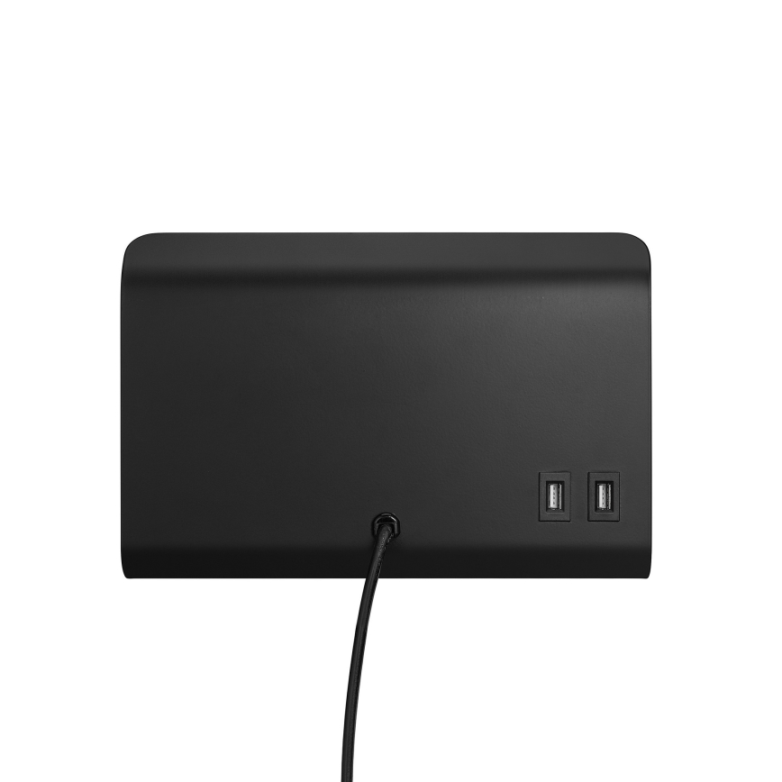 Nordlux - Kohtvalgusti seinale koos riiuliga ja USB ROOMI 1xGU10/8W/230V must
