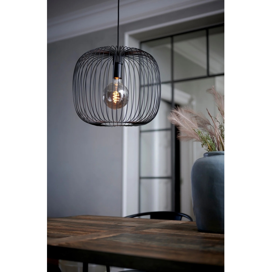 Nordlux - Rippvalgusti kaabliga BERONI 1xE27/60W/230V must, Ø 40 cm