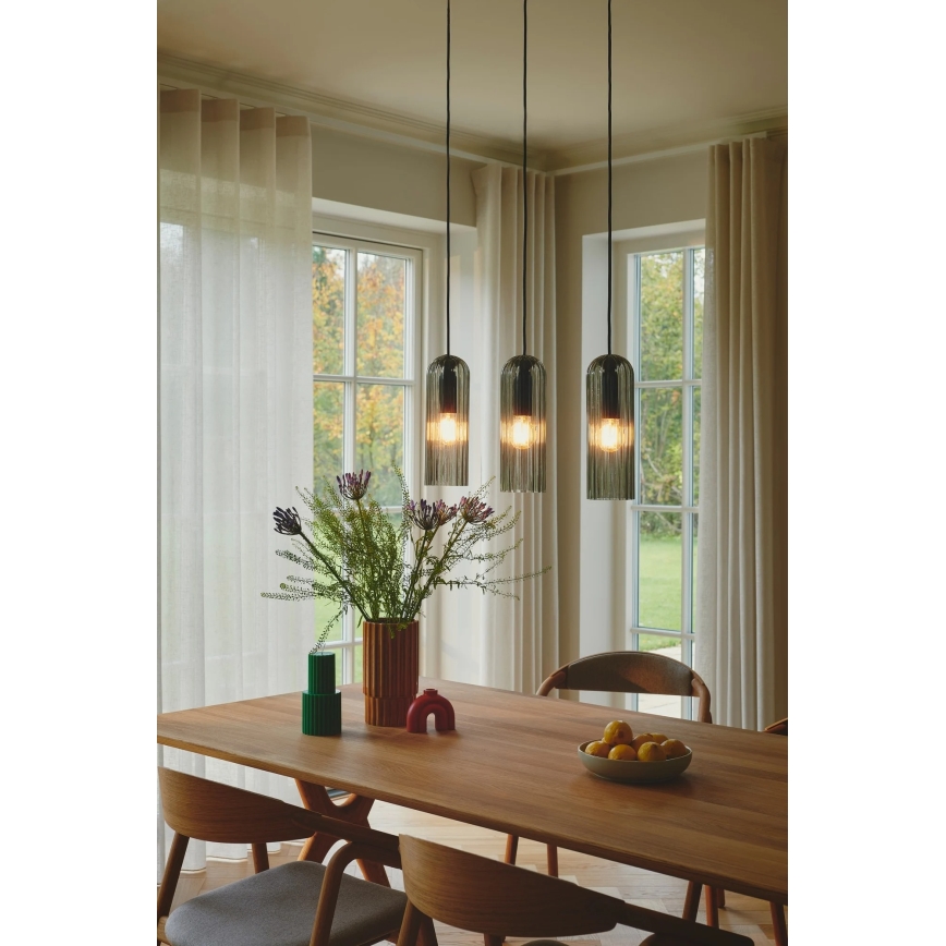 Nordlux - Rippvalgusti kaabliga MIELLA 3xE27/25W/230V must/suitsune