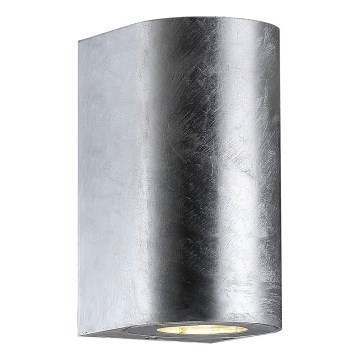 Nordlux - Seinale paigaldatav välisvalgusti CANTO 2xGU10/28W/230V IP44 hõbedane