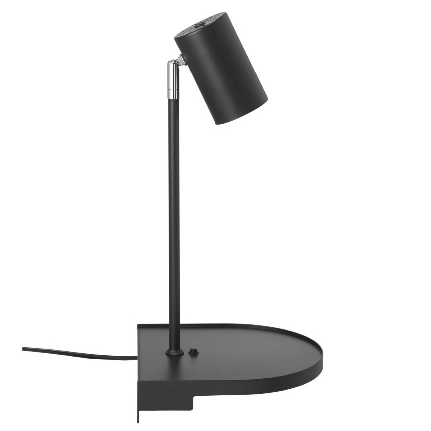 Nordlux - Seinavalgusti riiuliga CODY 1xGU10/15W/230V must