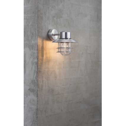 Nordlux - Väli seinavalgusti BLOKHUS 1xE27/60W/230V IP54 hõbedane