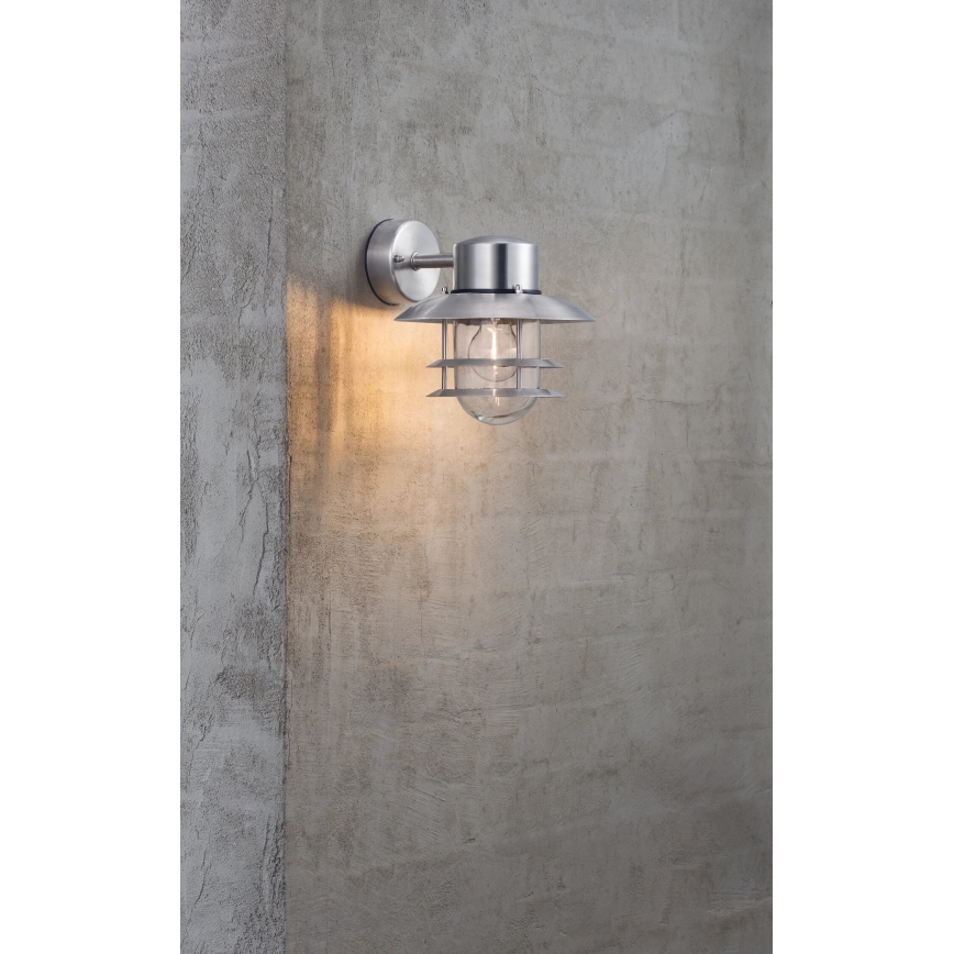 Nordlux - Väli seinavalgusti BLOKHUS 1xE27/60W/230V IP54 hõbedane