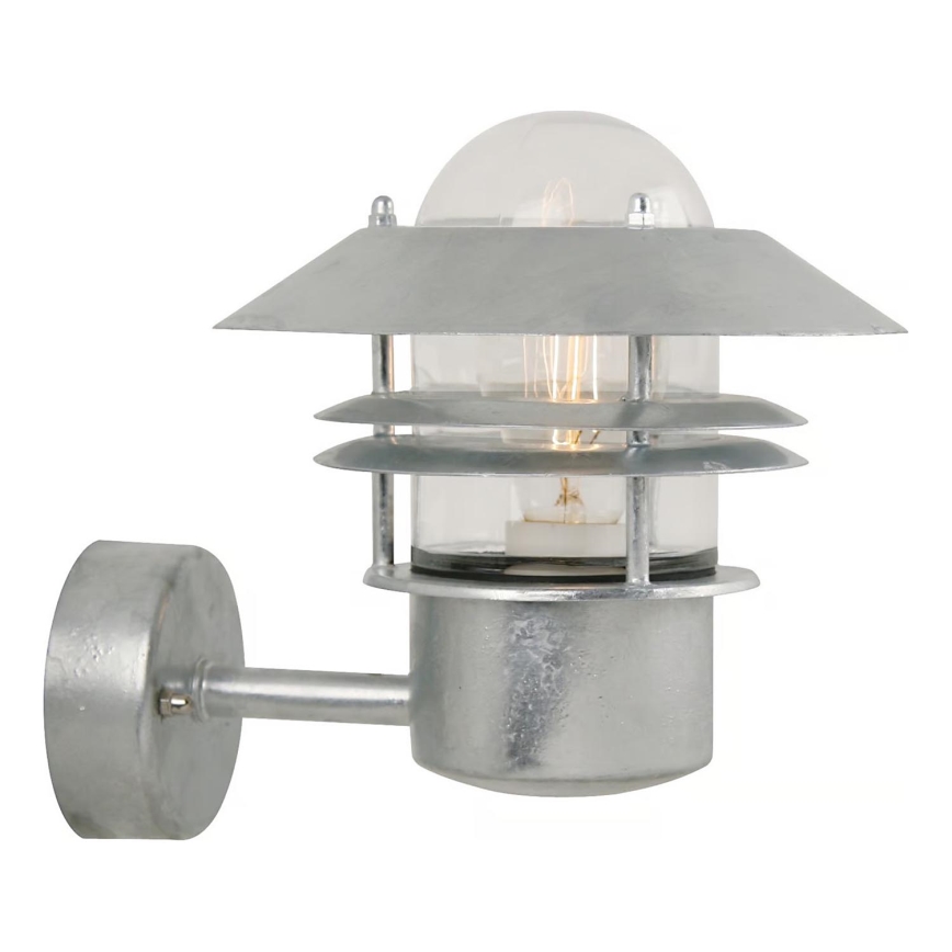 Nordlux - Väli seinavalgusti BLOKHUS 1xE27/60W/230V IP54 hõbedane